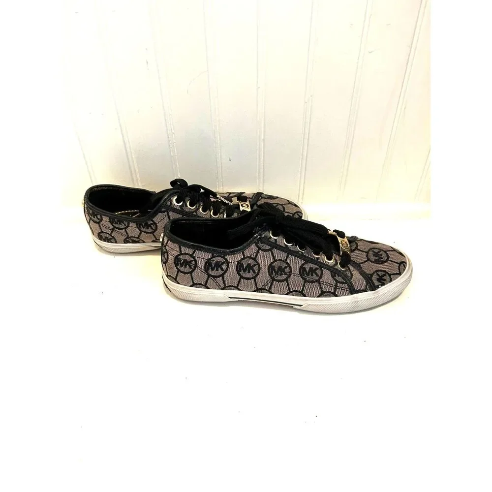 Michael Kors Black Monogram Canvas Sneakers - Size 6.5